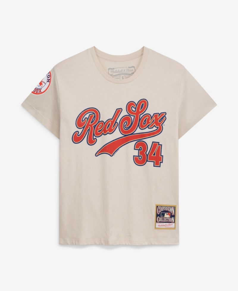 Women's David Ortiz Cream Boston Red Sox Cooperstown Name & Number Throwback T-Shirt