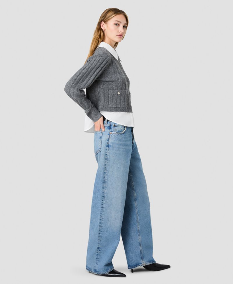 Women's Collared Keyhole Long-Sleeve Top