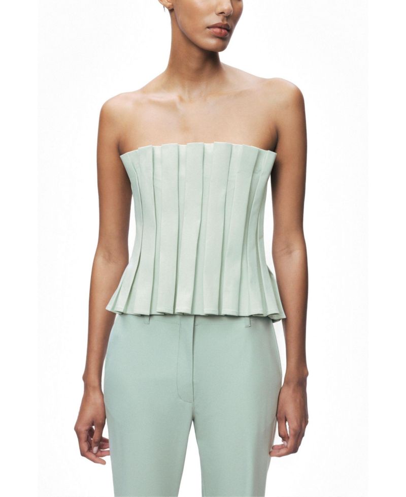 Women's Pleated Strapless Bustier Top