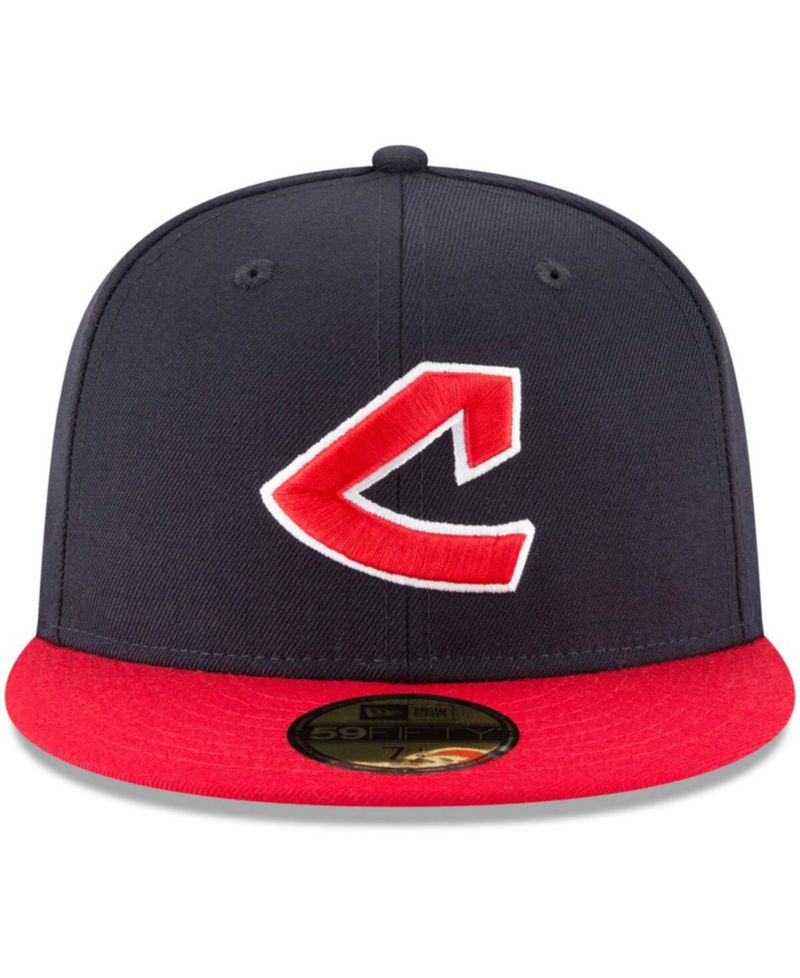 Men's Navy Cleveland Indians Cooperstown Collection Wool 59FIFTY Fitted Hat