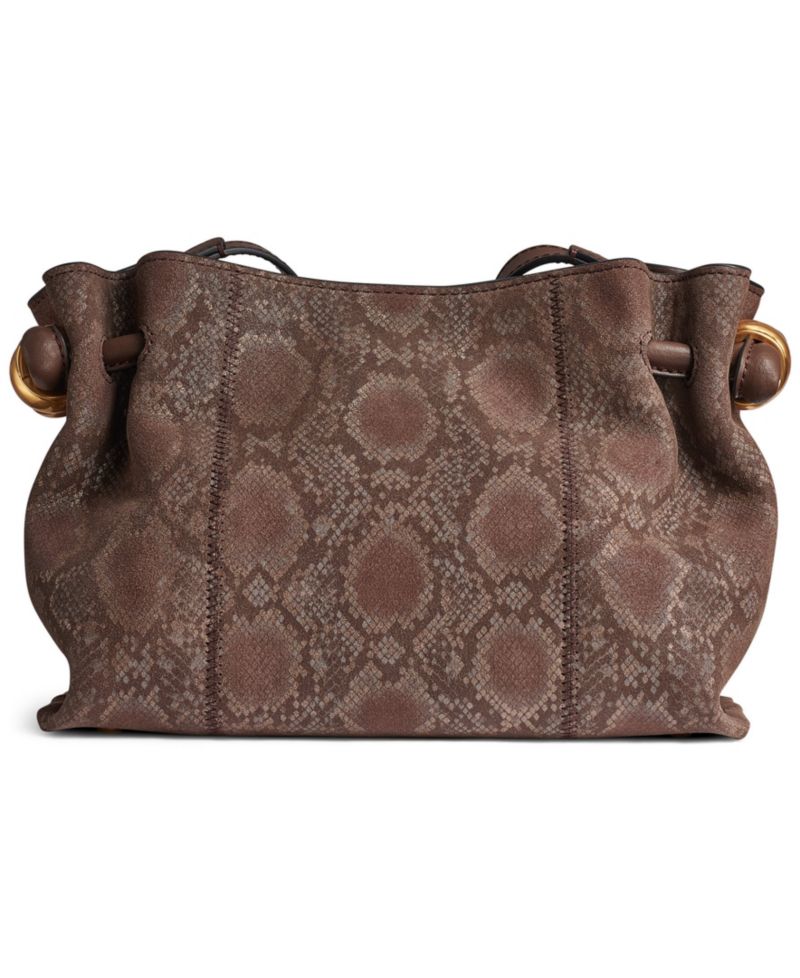 Cashmere Snake Embossed Suede Crossbody Bag