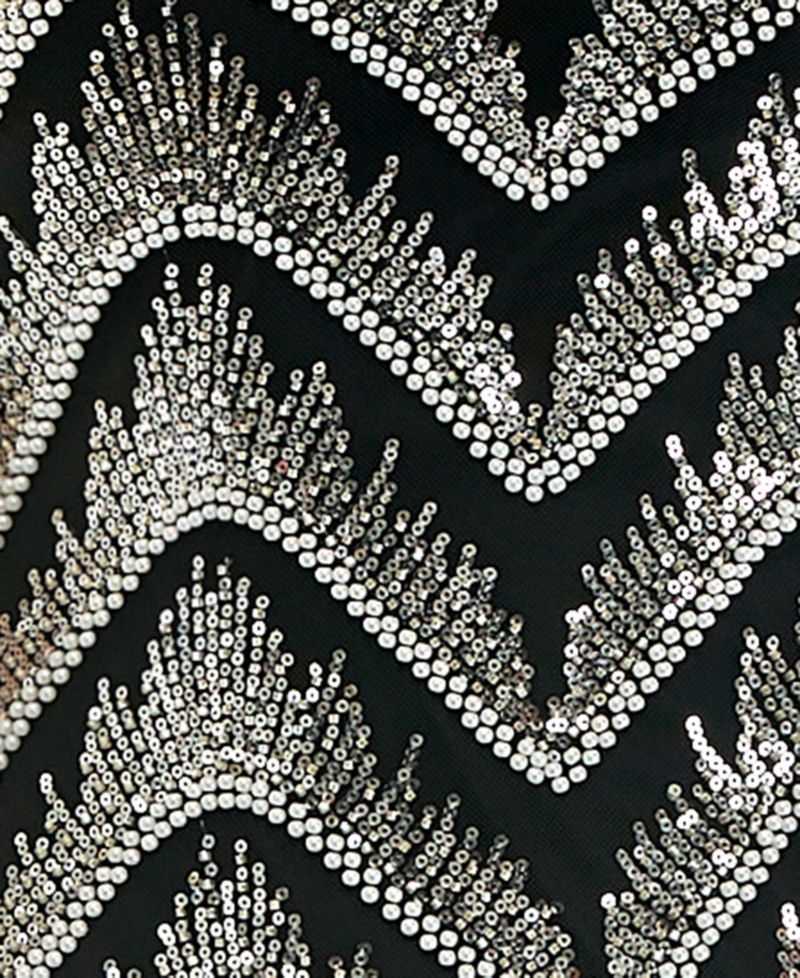 Women's Beaded Sequin Chevron V-Neck Mini Dress