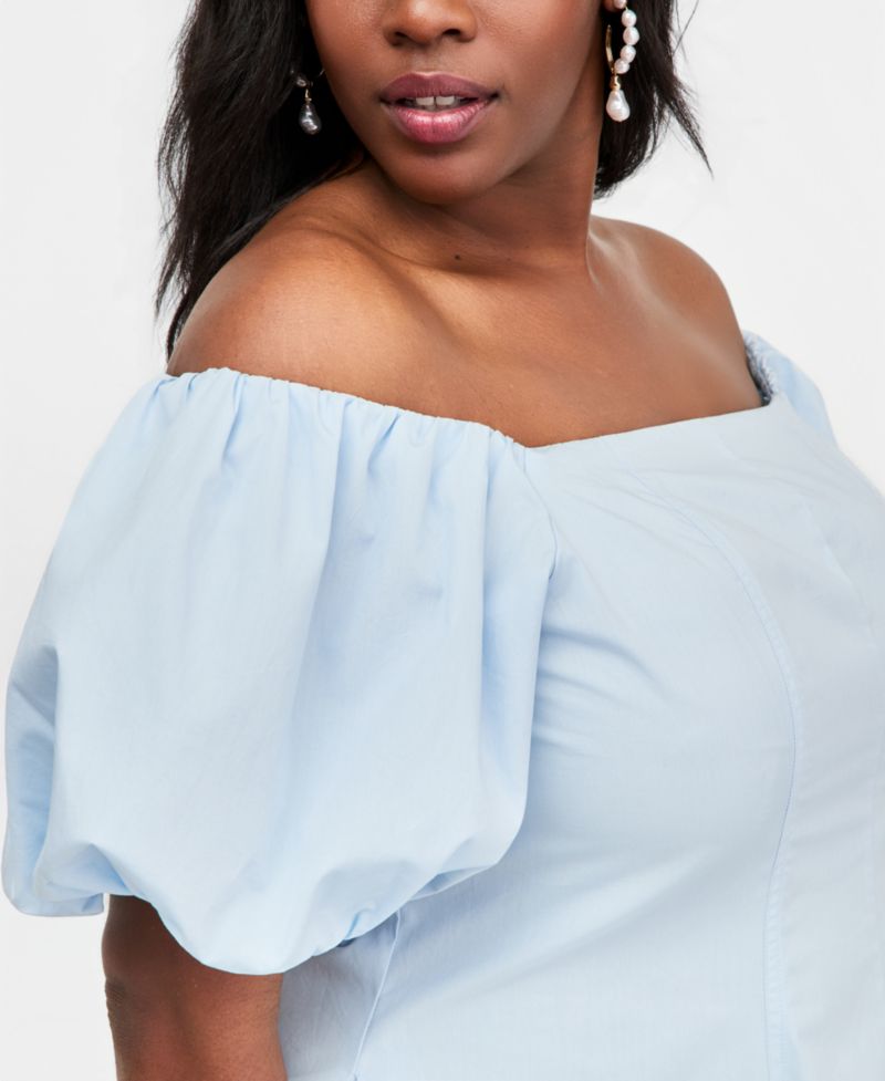 Women's Off-The-Shoulder Puff-Sleeve Midi Dress