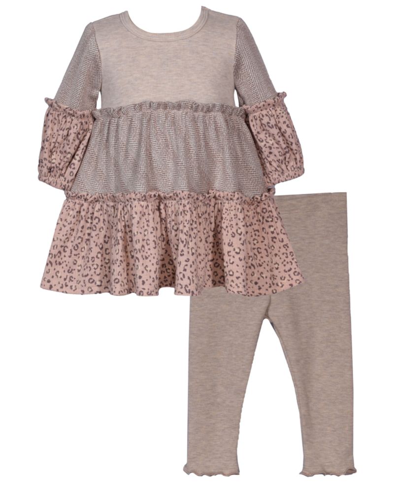Baby Girls' Animal Print Long-Sleeve Top and Leggings, 2-Piece Set