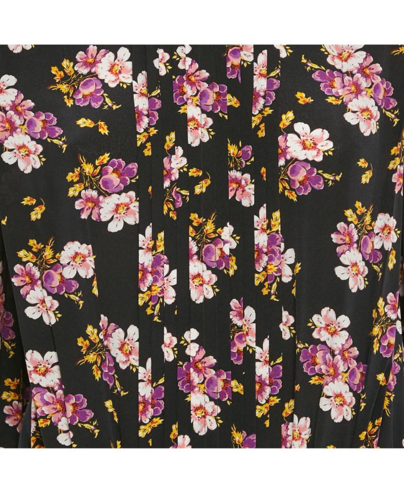 Women's Pre-Owned Zadig and Voltaire Black Floral Print Silk Pleated Rabbi Peonies Show Short Dress