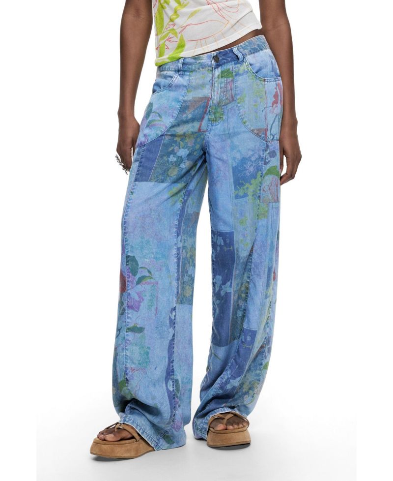 Women's Printed Denim Trousers