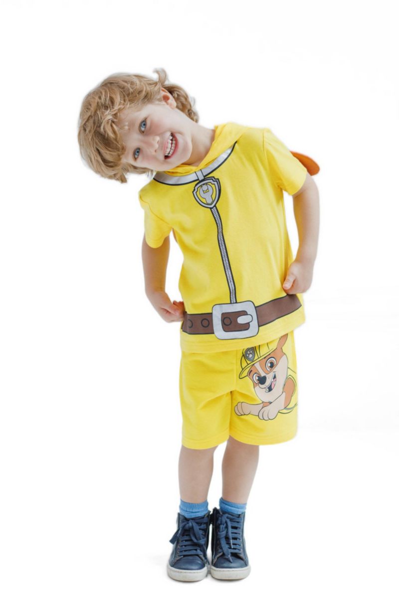 Boys (6-12) Chase Skye Rubble Marshall Cosplay T-Shirt and Bike Shorts French Terry Outfit Set Toddler to Big Kid