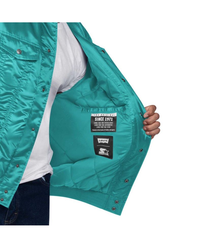 Levi’s x Starter Men's Aqua Miami Dolphins Silver Tab Trucker Full-Snap Jacket