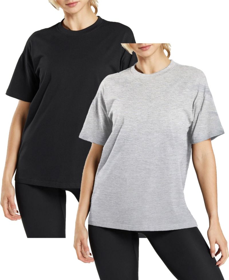 Women's Loose Fit Short Sleeve Crew Neck Solid Tee- 2 Pack