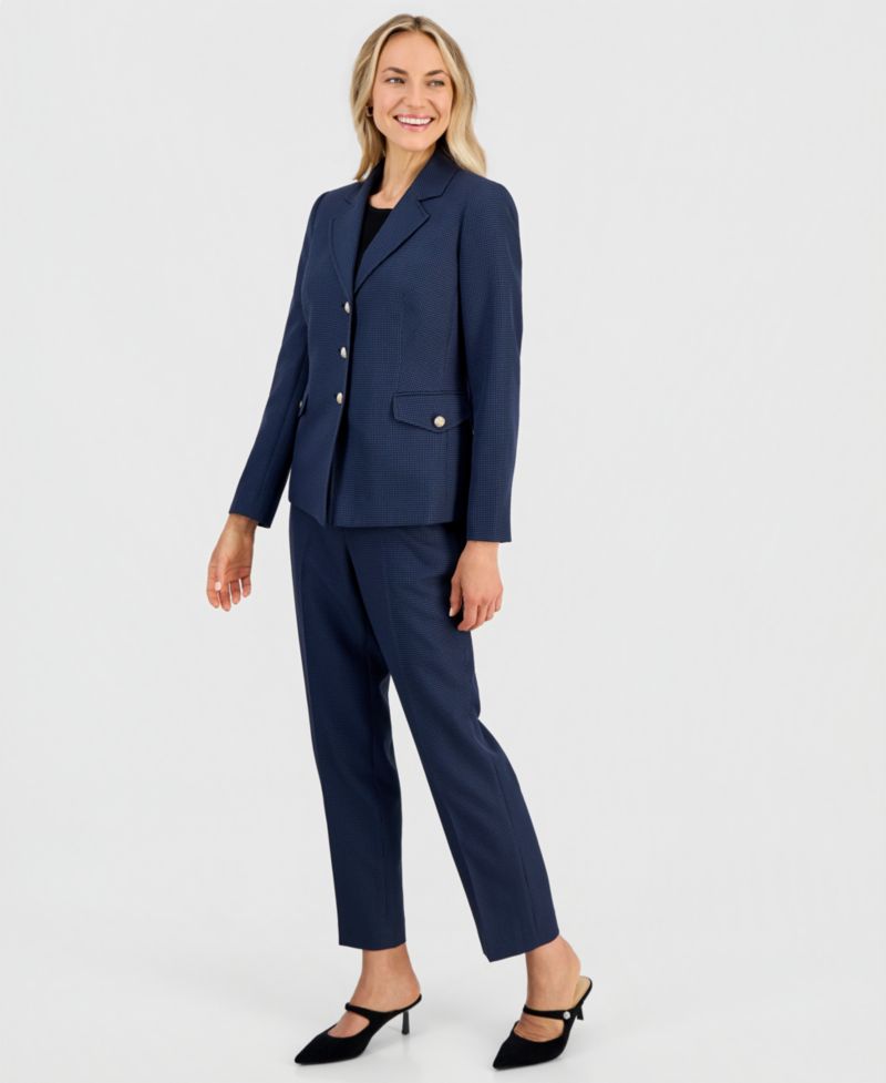 Petite Mini-Check-Print Mid-Rise Ankle Pants