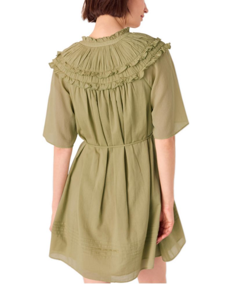 Women's Short Sleeve Cotton Frill Mini Dress