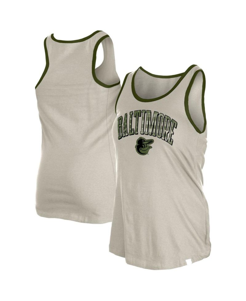 Women's Cream Baltimore Orioles Armed Forces Tank Top