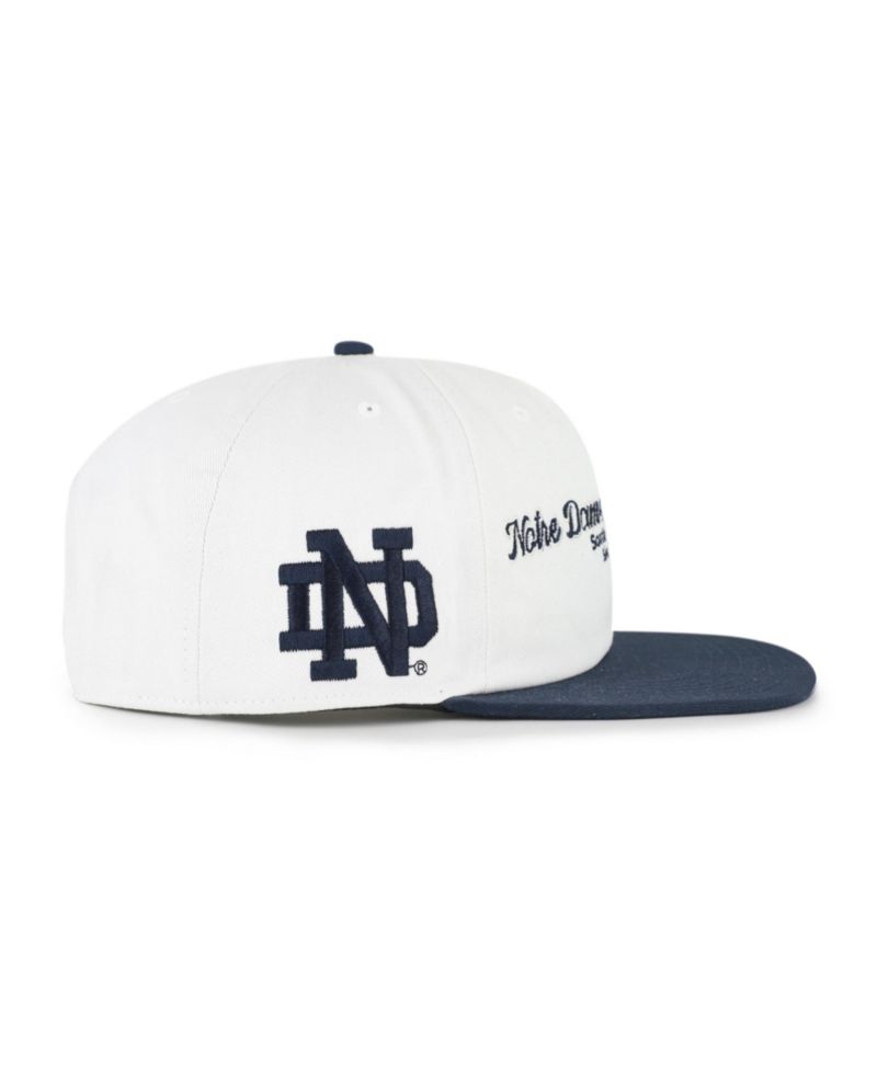 Men's '47 White/Navy Notre Dame Fighting Irish Script Stack Relaxed Captain Adjustable Hat