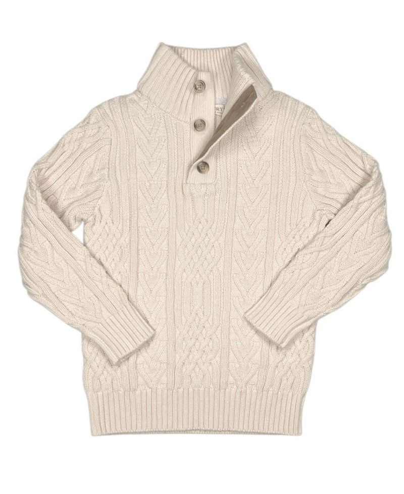 Boy's 5- 7 Organic Mock Neck Cable Sweater