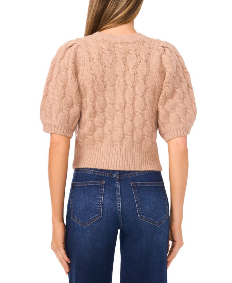 Women's Short-Sleeve Rhinestone Cardigan Sweater