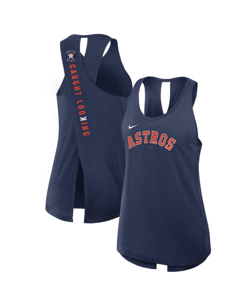 Women's Navy Houston Astros Crisscross Performance Tank Top
