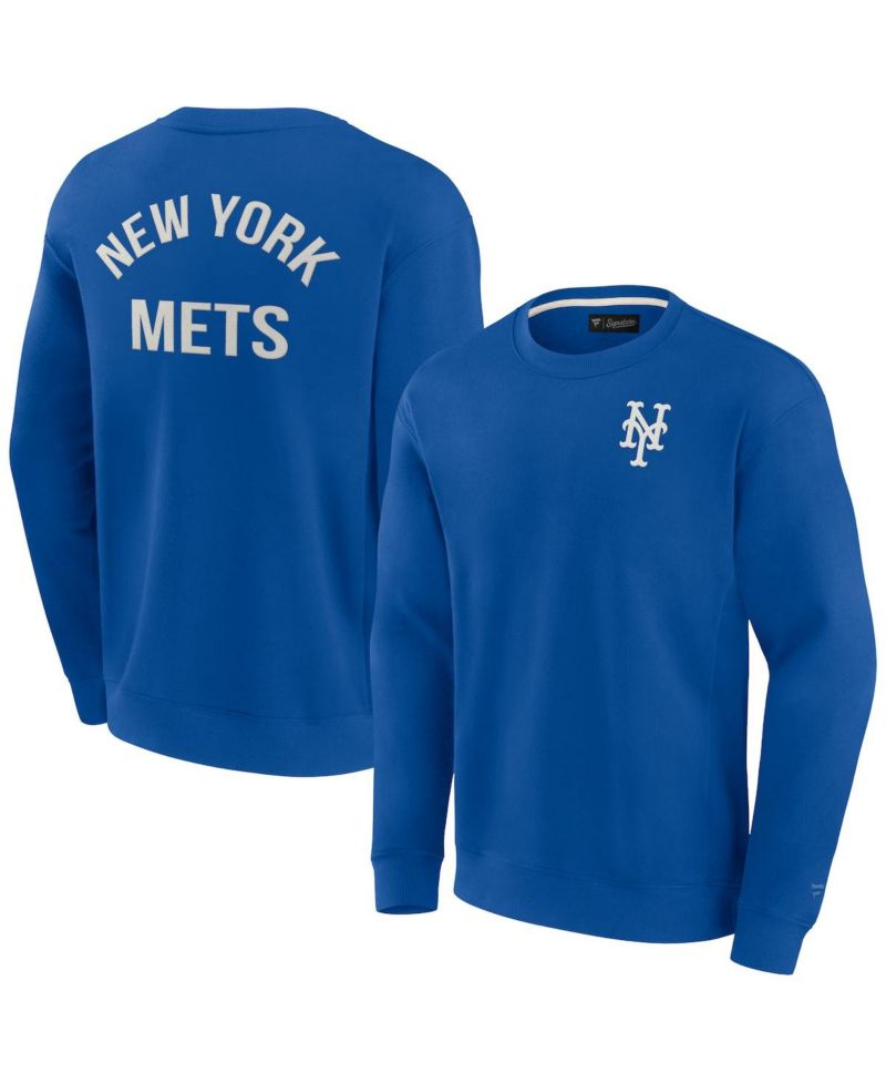 Men's and Women's Royal New York Mets Super Soft Pullover Crew Sweatshirt