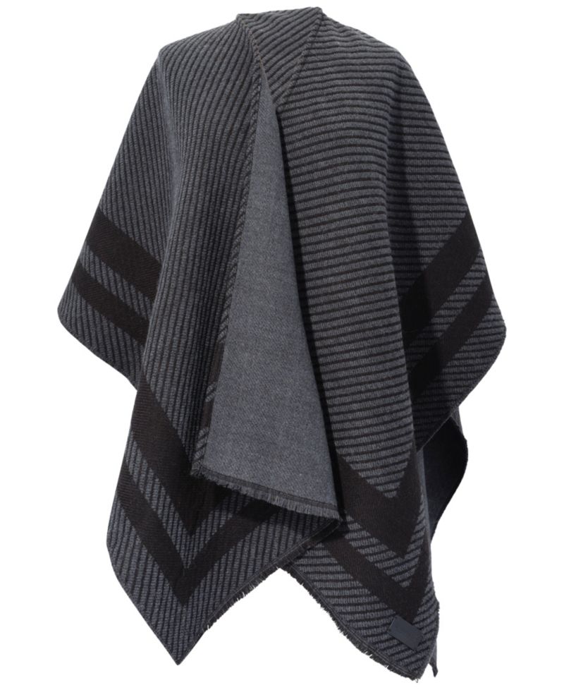 Woven Twill Border Ruana