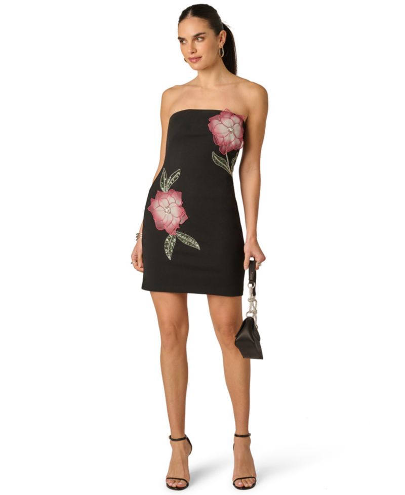 Women's Strapless Floral Mini Dress