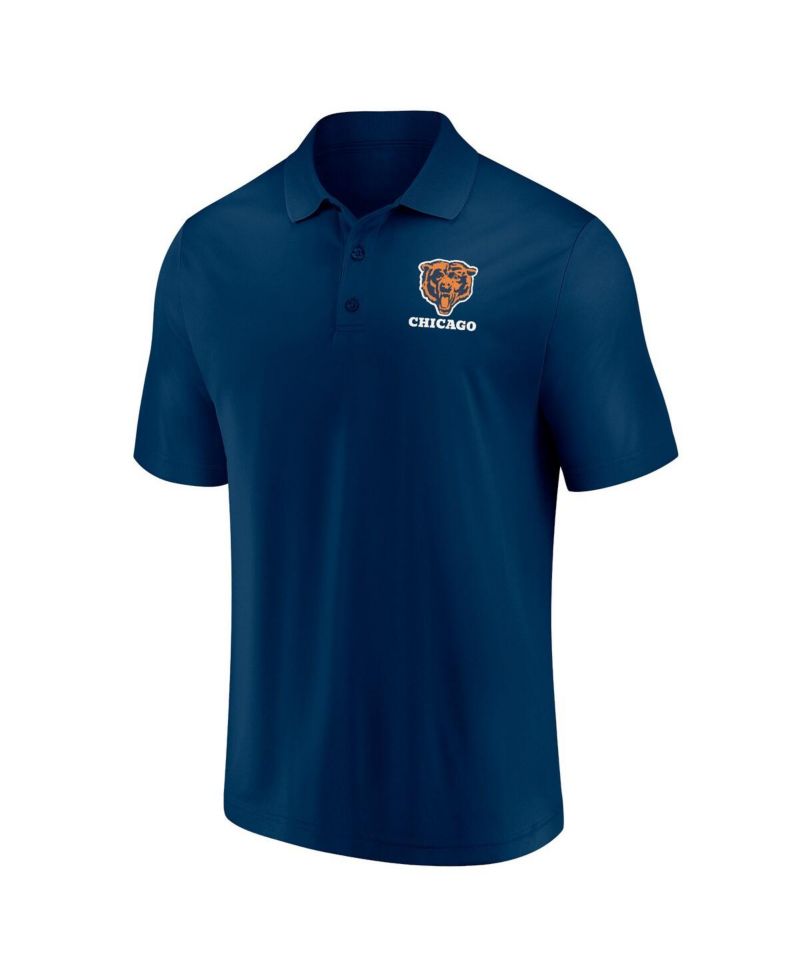 Men's White, Navy Distressed Chicago Bears Throwback Two-Pack Polo Shirt Set