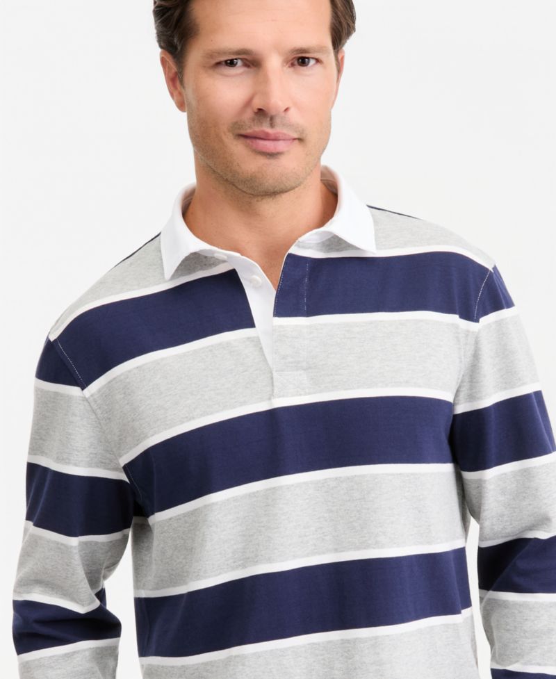Men's Stripe Long-Sleeve Rugby Shirt
