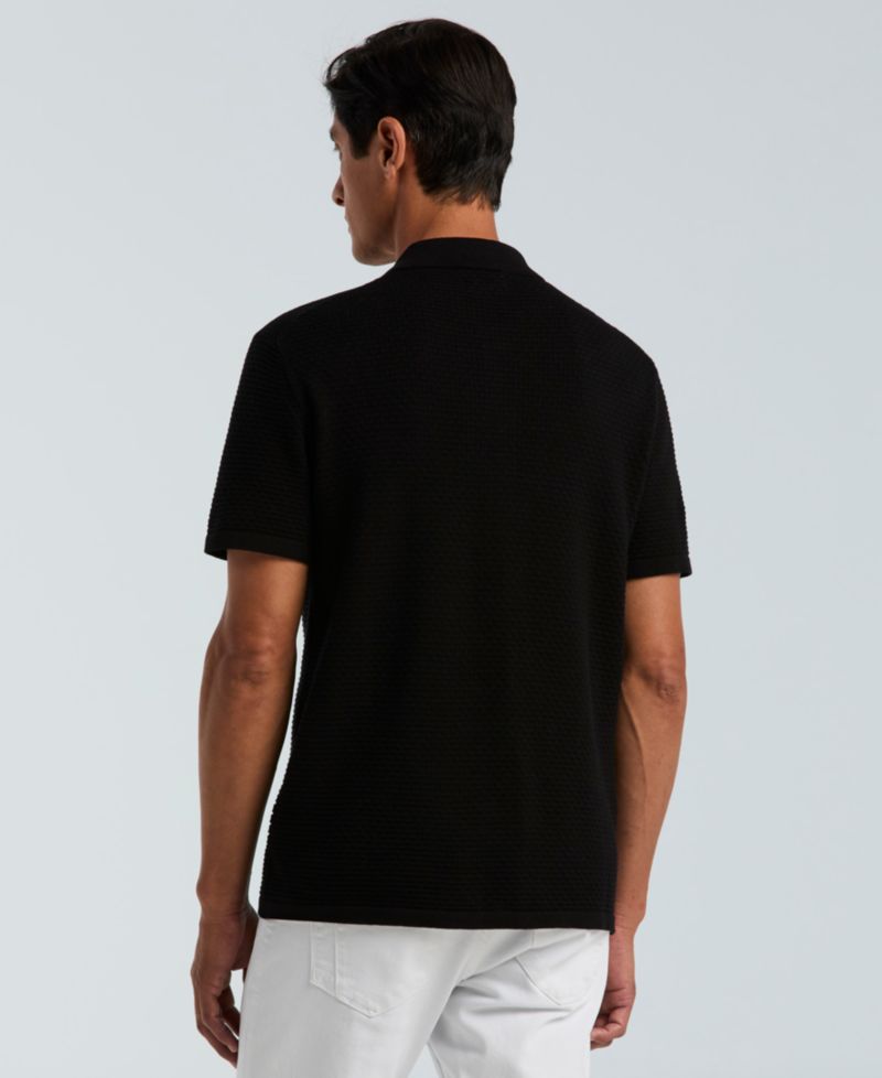 Men's Cotton Wavy Stripe Polo Sweater