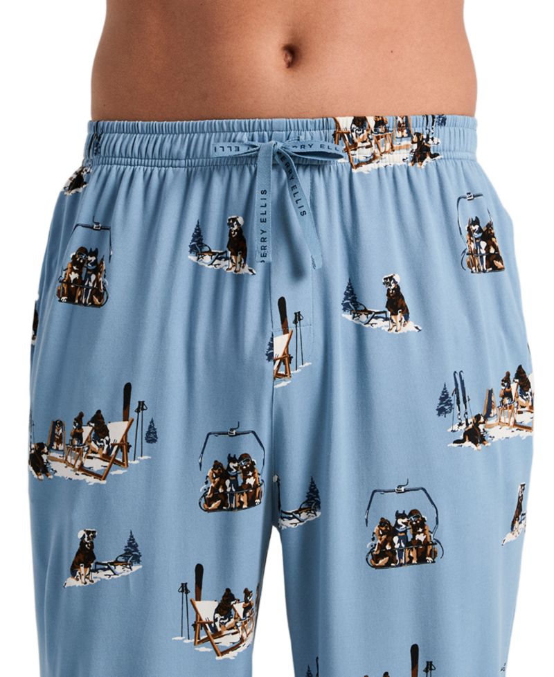Men's Deluxe Touch Apres Ski Pup Print Jersey Sleep Pants