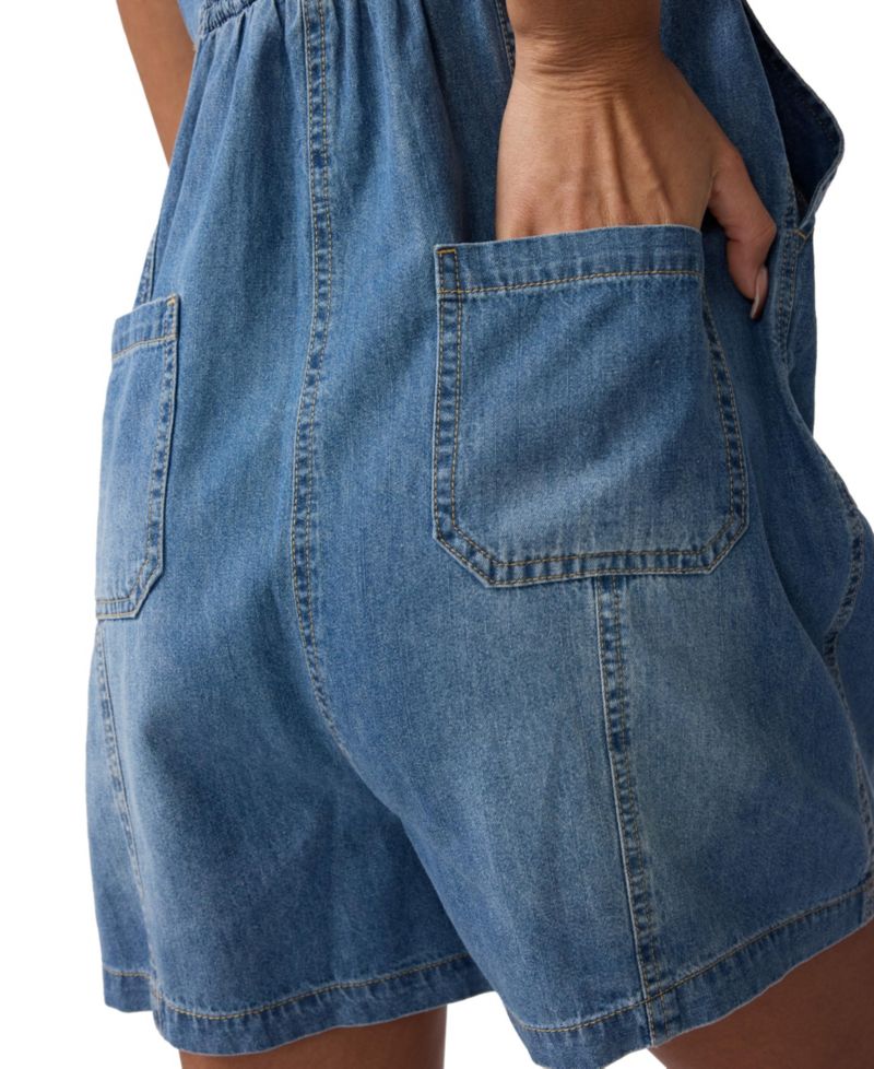 Maternity Ingrid + Isabel Sleeveless Soft Denim Romper