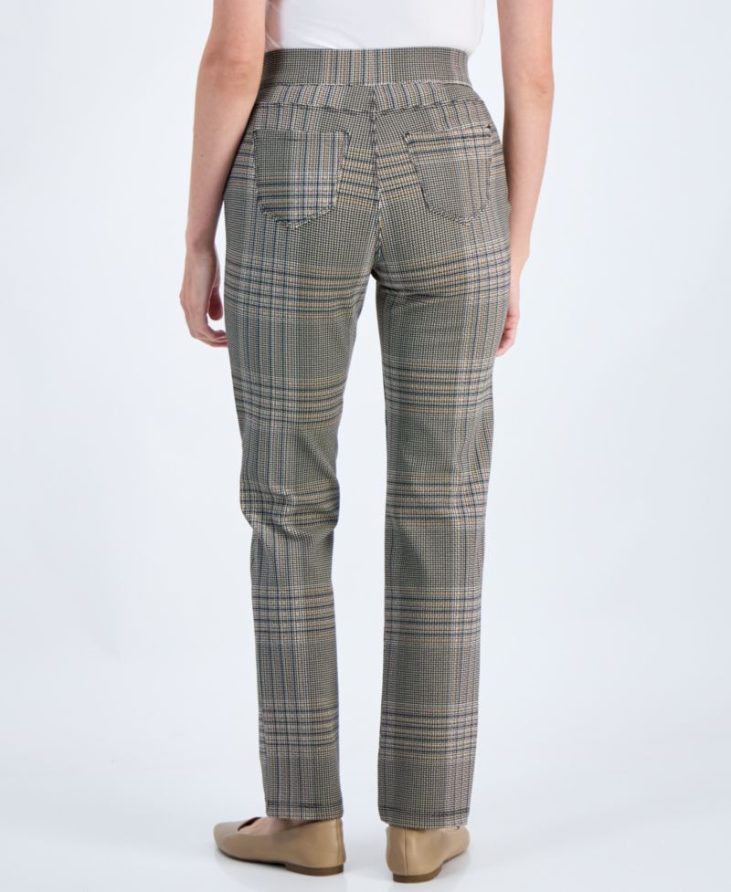 Petite Plaid High-Rise Pull-On Ponte Pants