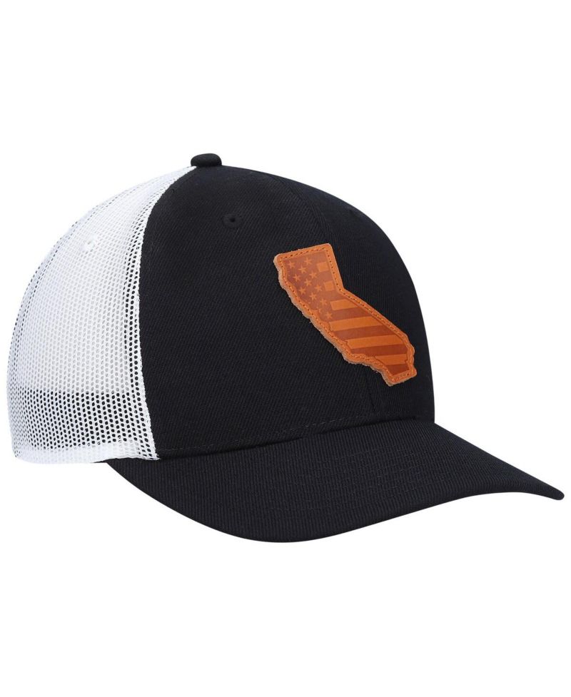 Men's Black California Leather Patch Trucker Snapback Hat