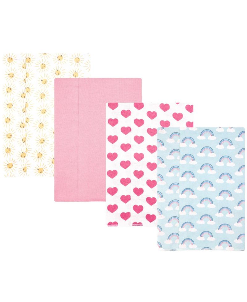 Girl Cotton Poly Flannel Burp Cloths 4-Pack