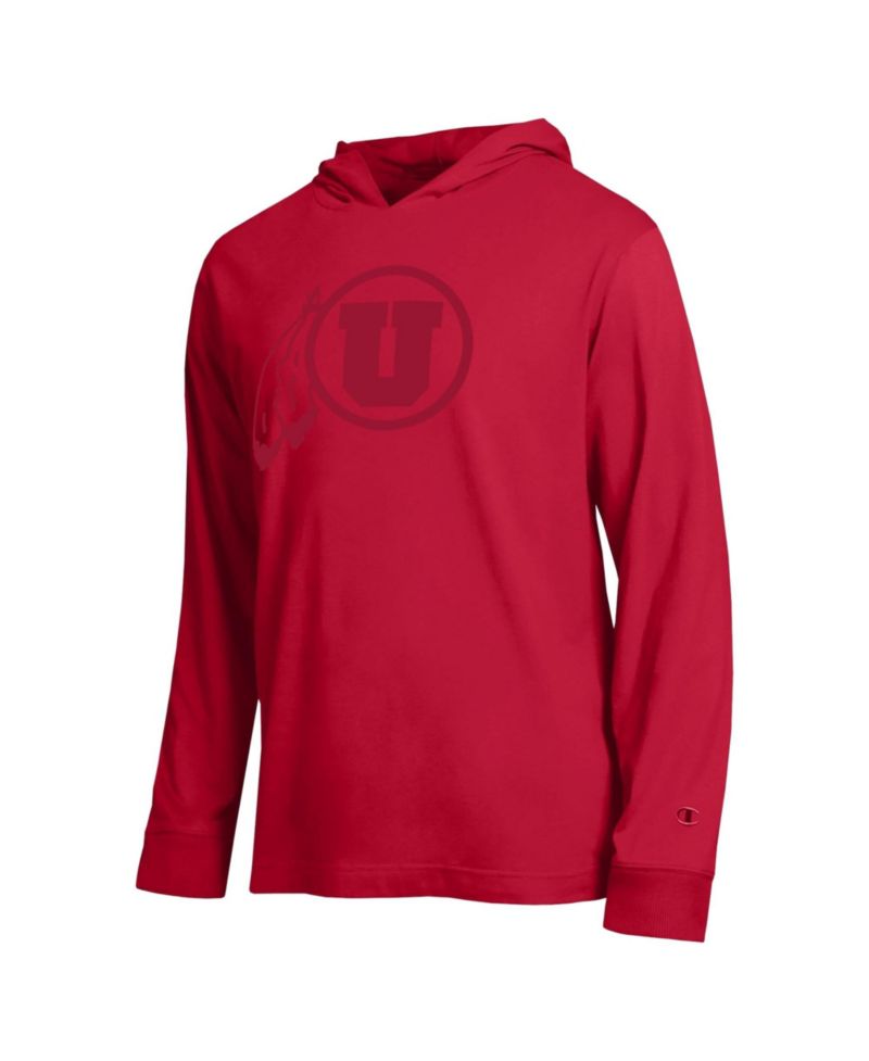 Men's Red Utah Utes Tonal All-Star Long Sleeve Hooded T-Shirt