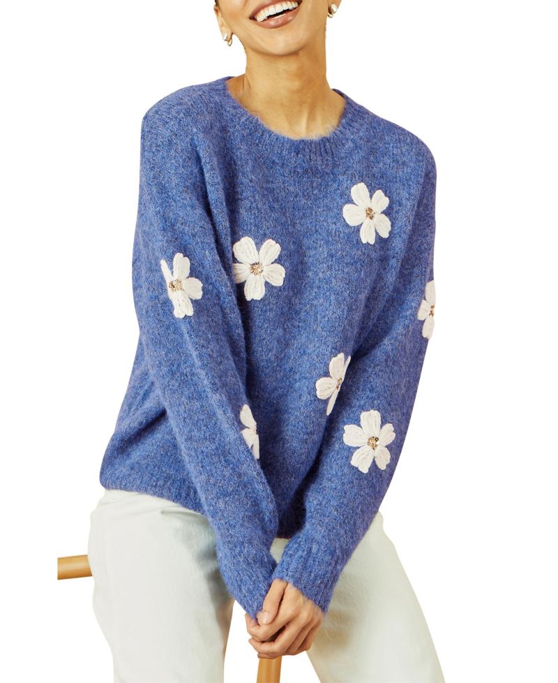 Women's Crochet Flower Knit Sweater