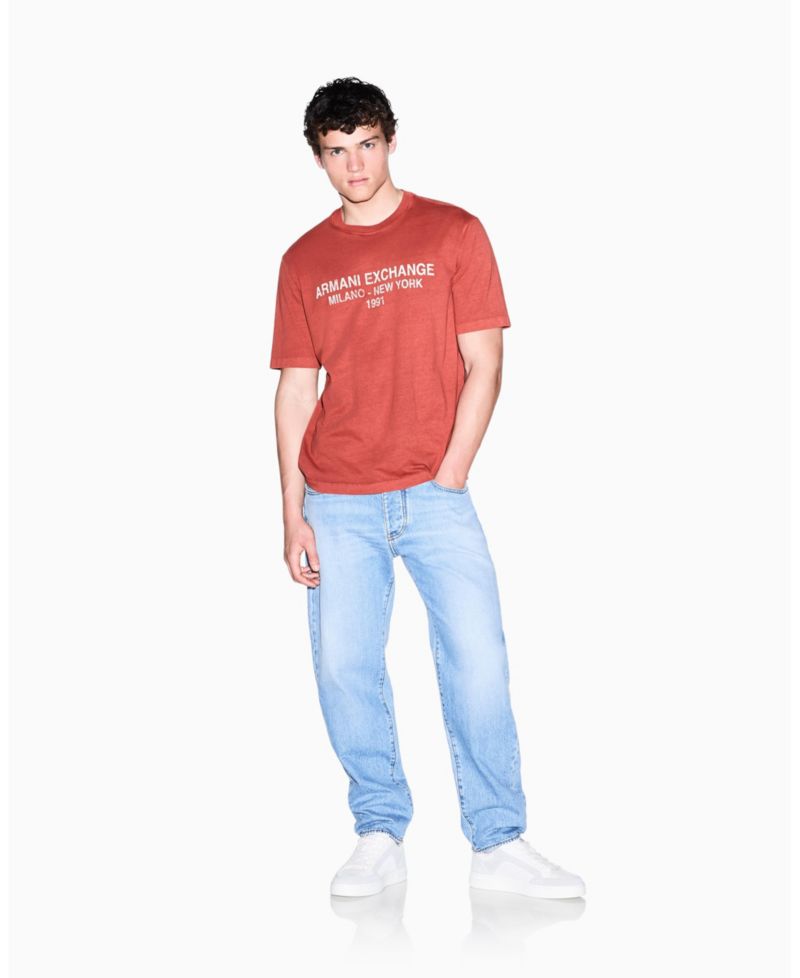 Men's Garment Dyed Vintage Wording T-Shirt