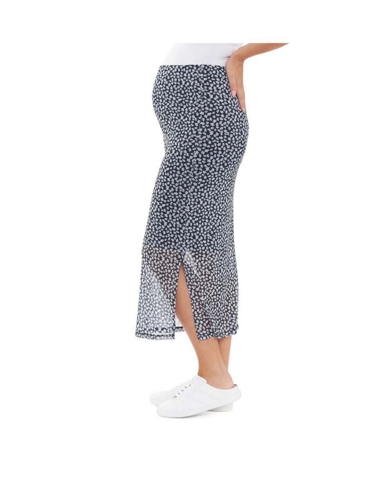 Maternity Ripe Kara Floral Mesh Skirt Navy