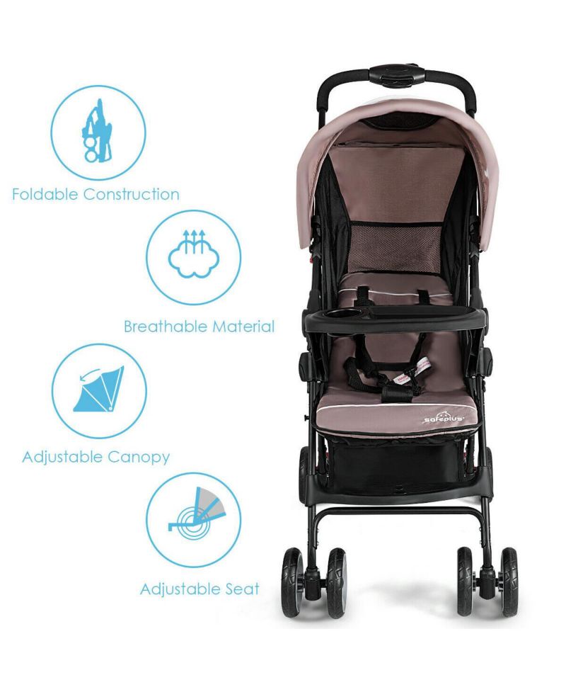Foldable Lightweight Baby Stroller Kids Travel Pushchair 5-Point