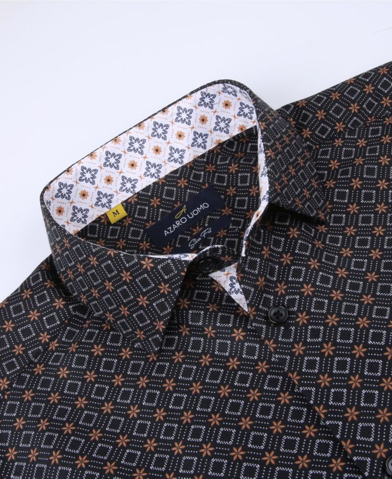 Men's Slim Fit Business Nautical Button Down Dress Shirt