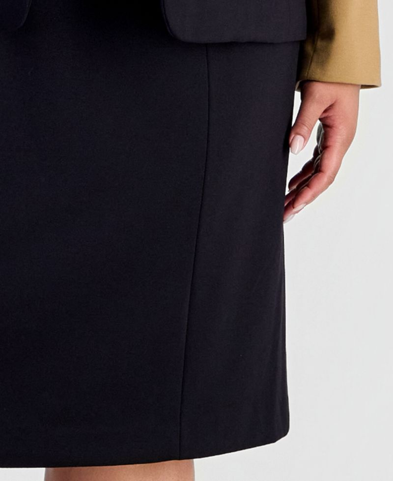 Plus Size Peplum Empire-Waist Seam Colorblock Jacket & Dress, 2-Piece Set