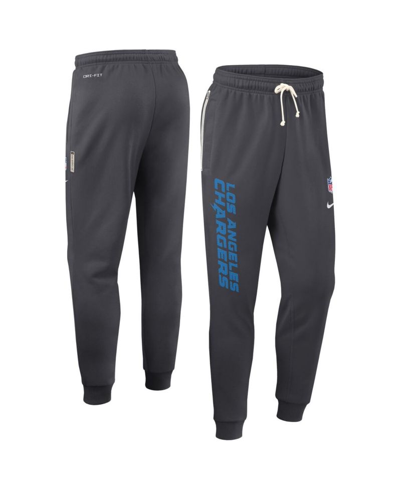 Men's Anthracite Los Angeles Chargers Sideline Ground Game Performance Taper Pants