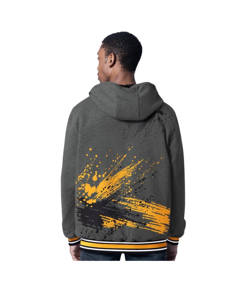 Men's Black/Charcoal Pittsburgh Steelers Dual Threat Reversable Full-Zip Hooded Jacket
