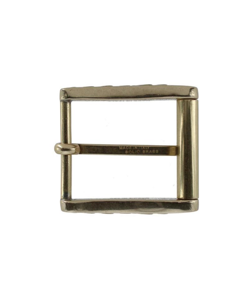 Men's 35mm Solid Brass Side Detailed Roller Harness Belt Buckle
