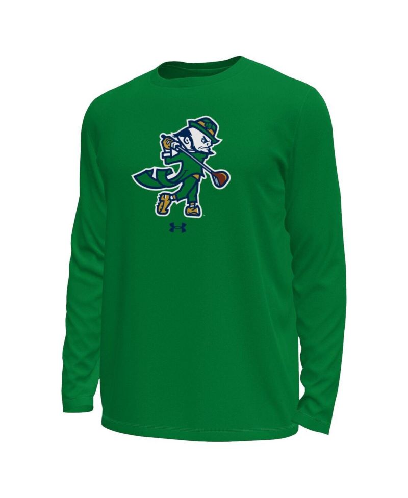 Men's Kelly Green Notre Dame Fighting Irish Golf Leprechaun Tech Stretch Long Sleeve T-Shirt