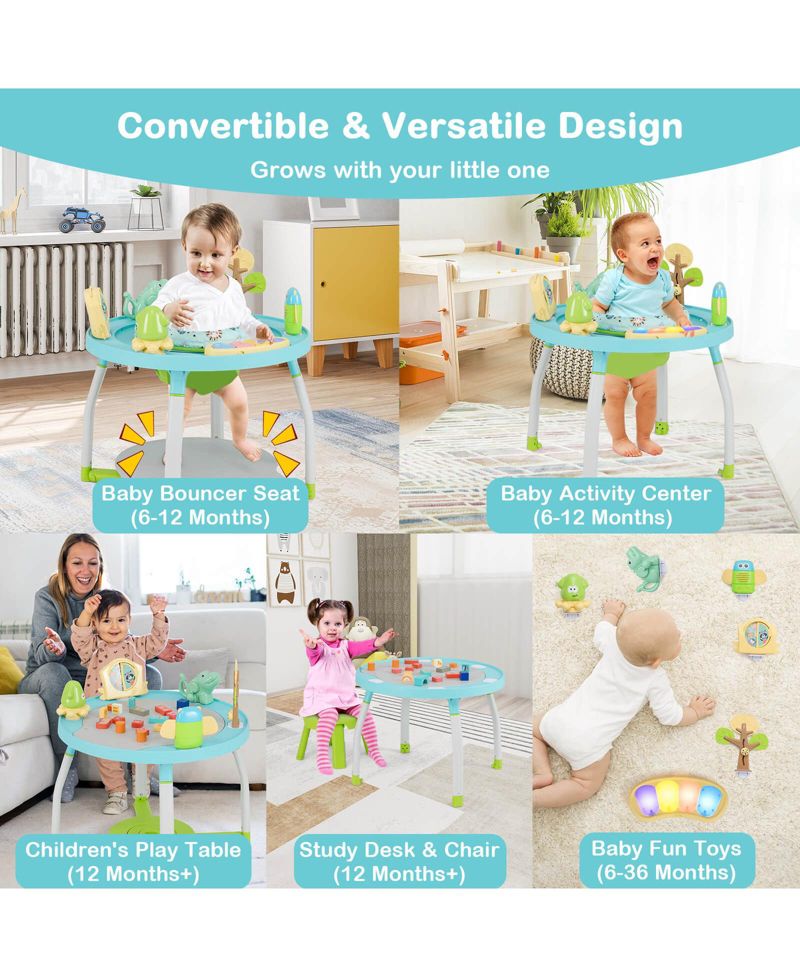 5-in-1 Baby Activity Center with Rotating Seat Removable Toys Lights