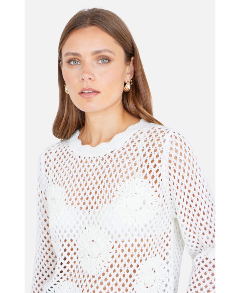 Women's Flower Crochet Jumper