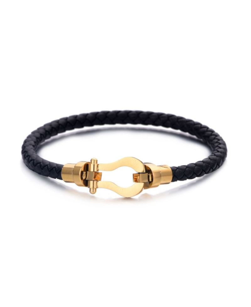 Tarnish Resistant Gold Magnetic Leather Bracelet
