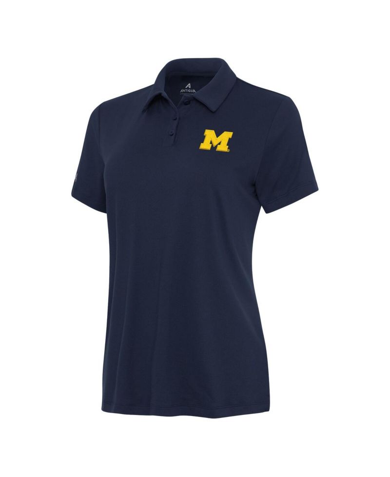 Women's Navy Michigan Wolverines Reprocess Polo Shirt