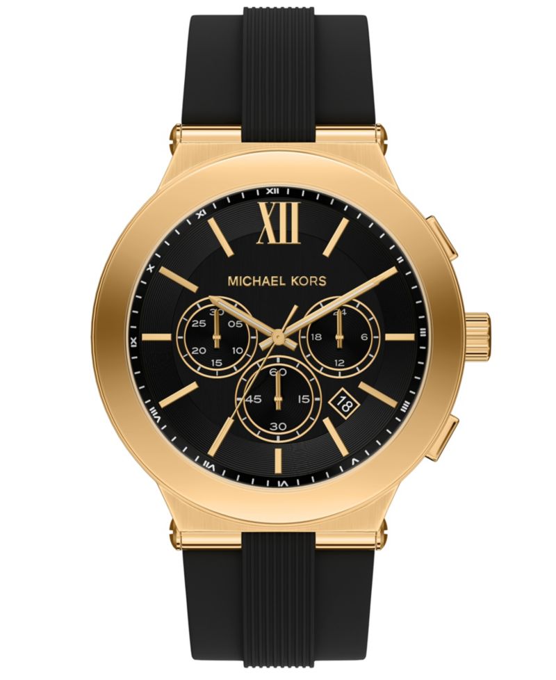 Men's Billie Chronograph Black Silicone Watch, 46mm