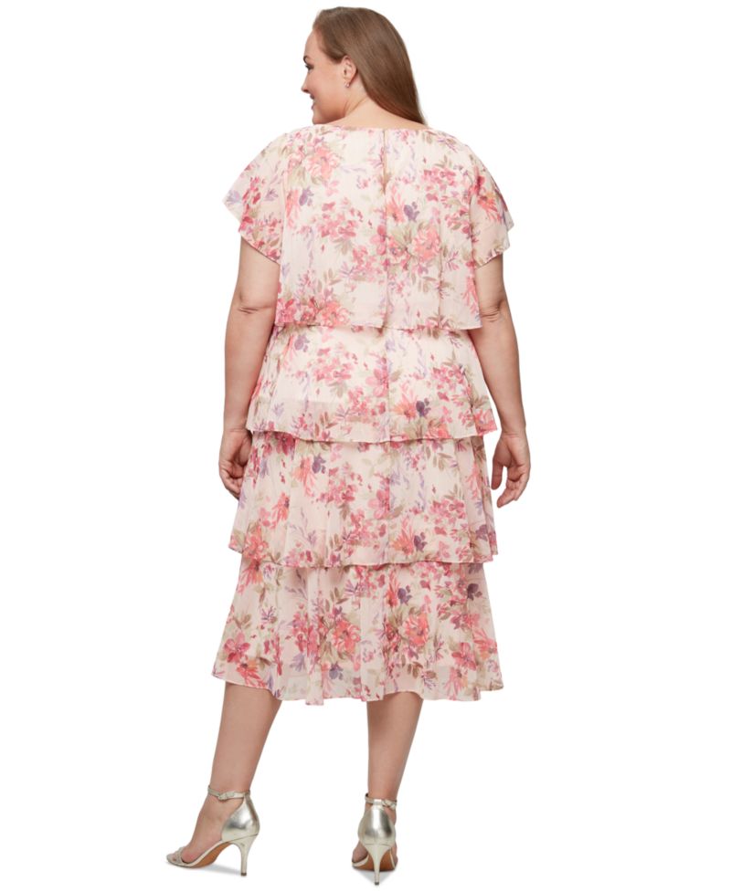 Plus Size Floral-Print Tiered Dress