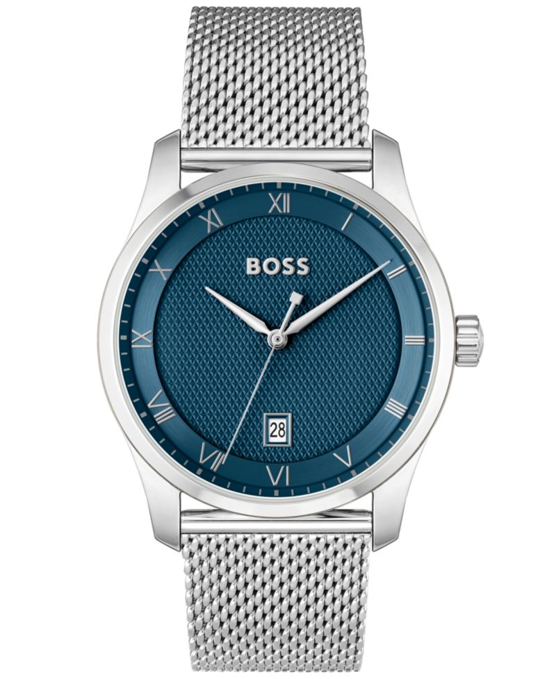 Men's Principle Quartz Basic Calendar Silver-Tone Stainless Steel Watch 41mm