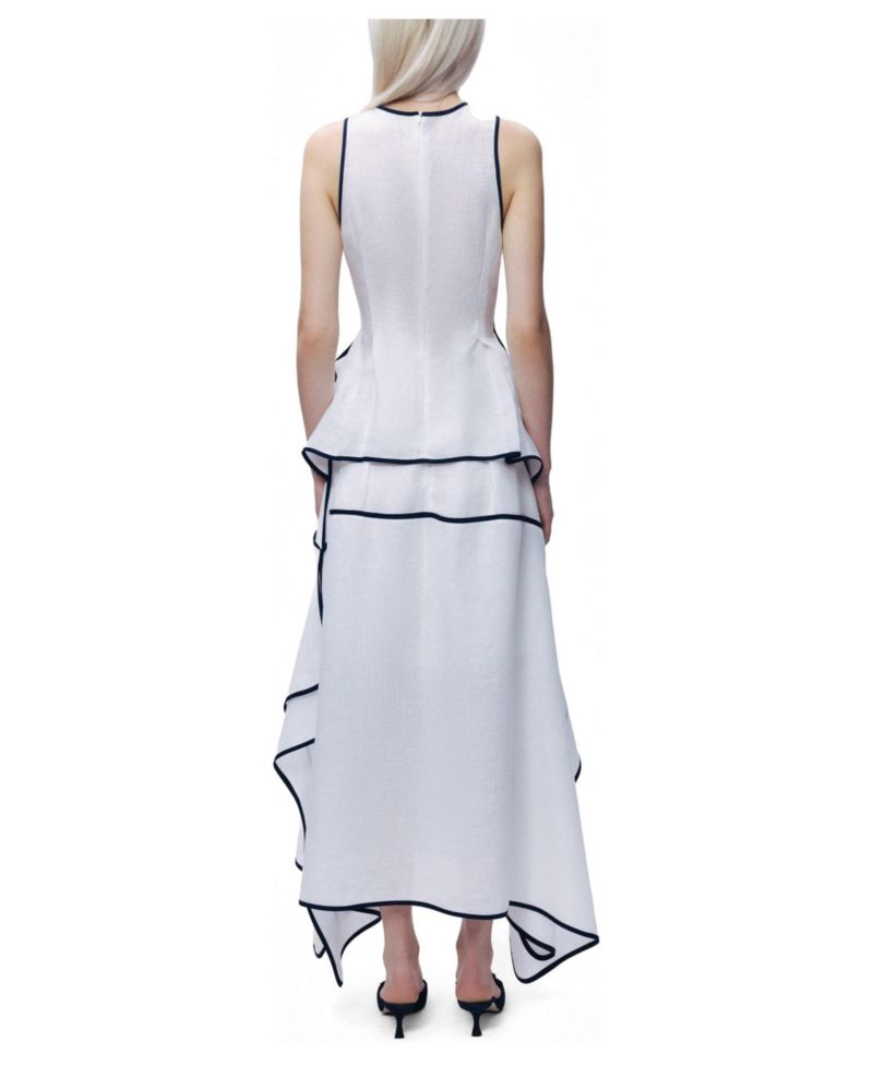 Women's Contrast Trim Peplum Top